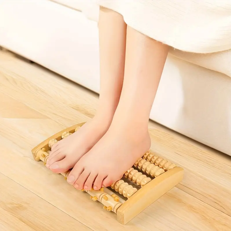 Dual Massager Wooden Wheel Roller